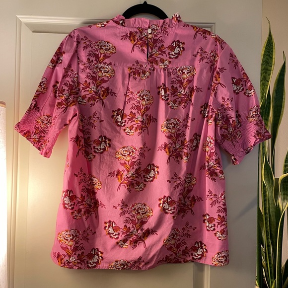 J. Crew Smocked Puff Sleeve Top in Marigold Bouquets - Picture 4 of 5